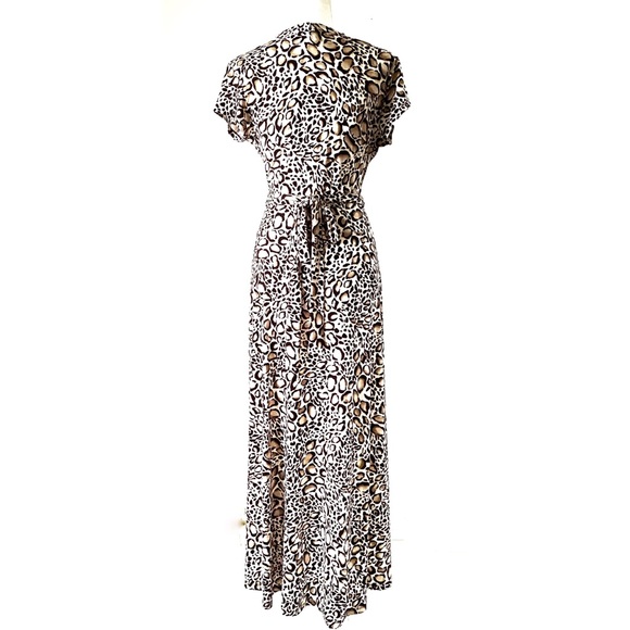 IMAN Tie Waist High/Low Dress Leopard Print Brown - Picture 3 of 7